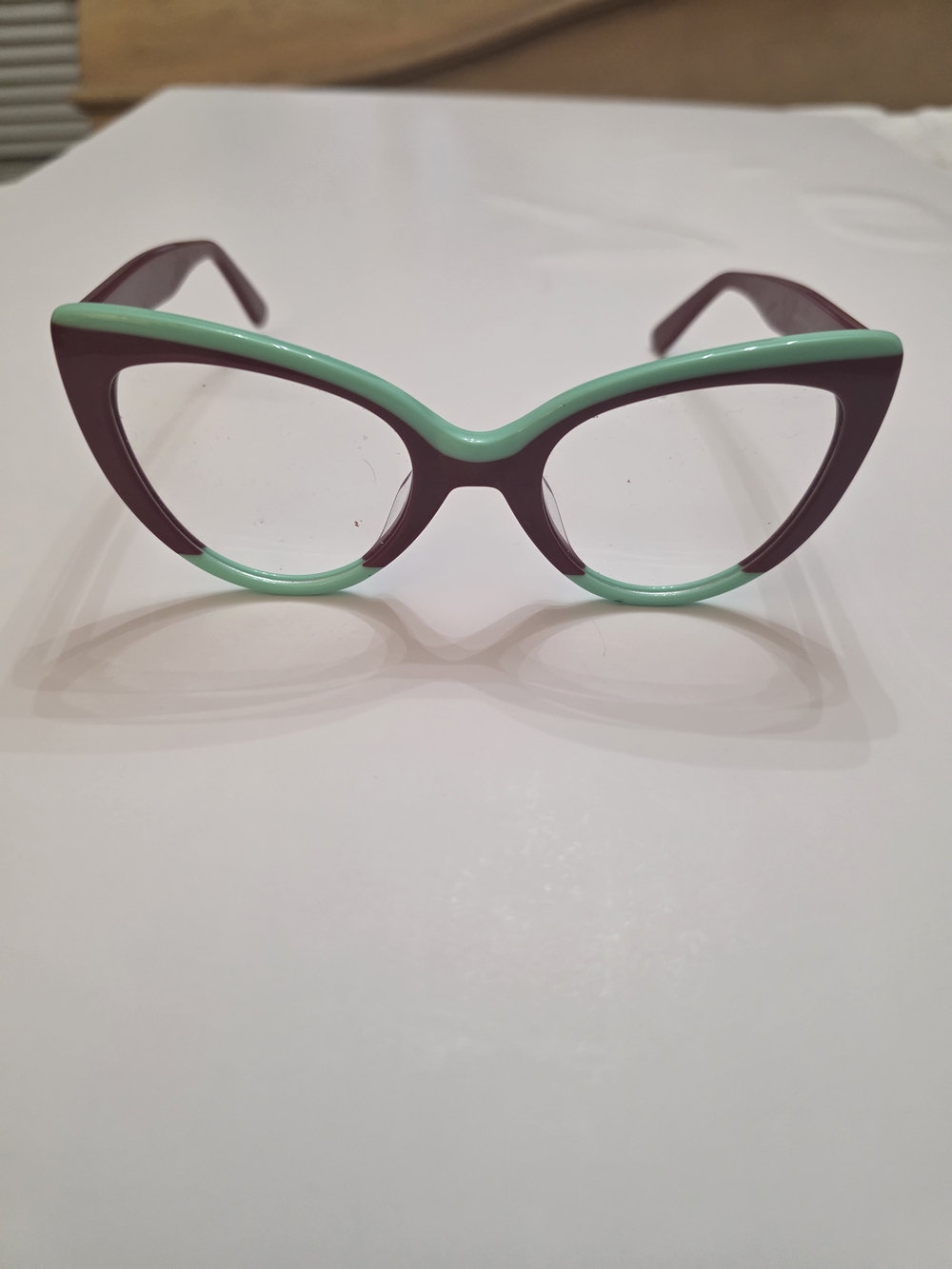 Vintage-Inspired Cat Eye Glasses in Mauve and Mint